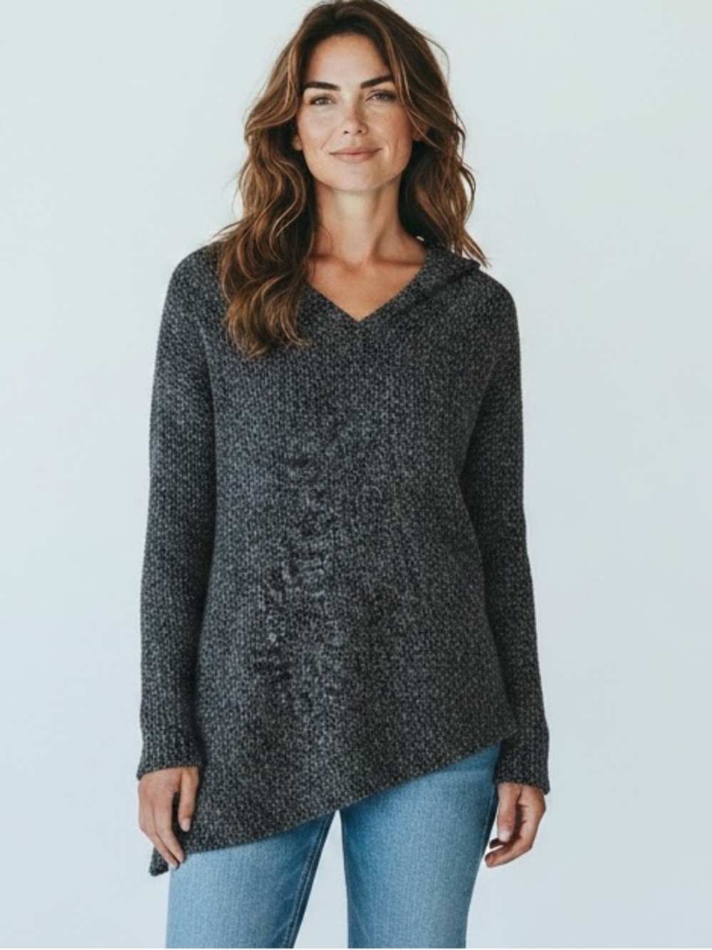 Athleta Black and White Northern Lights Asymmetrical Sweater